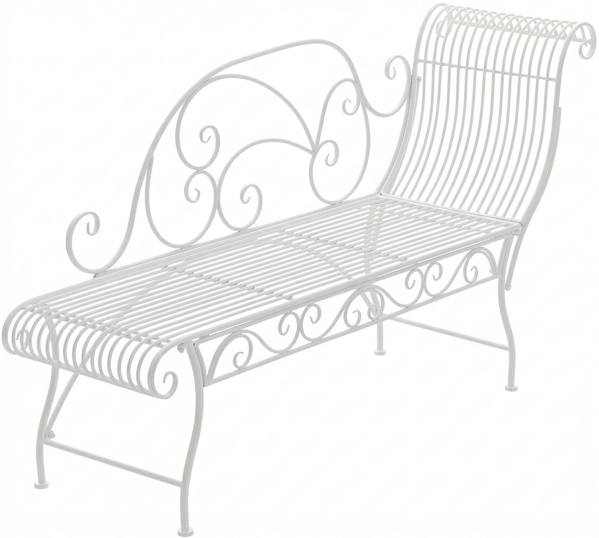 CLP Tuinbank Karma - Chaise Longue Loungebank - Romantische Art Nouveau Bank met Ornamenten - 160 kg - wit