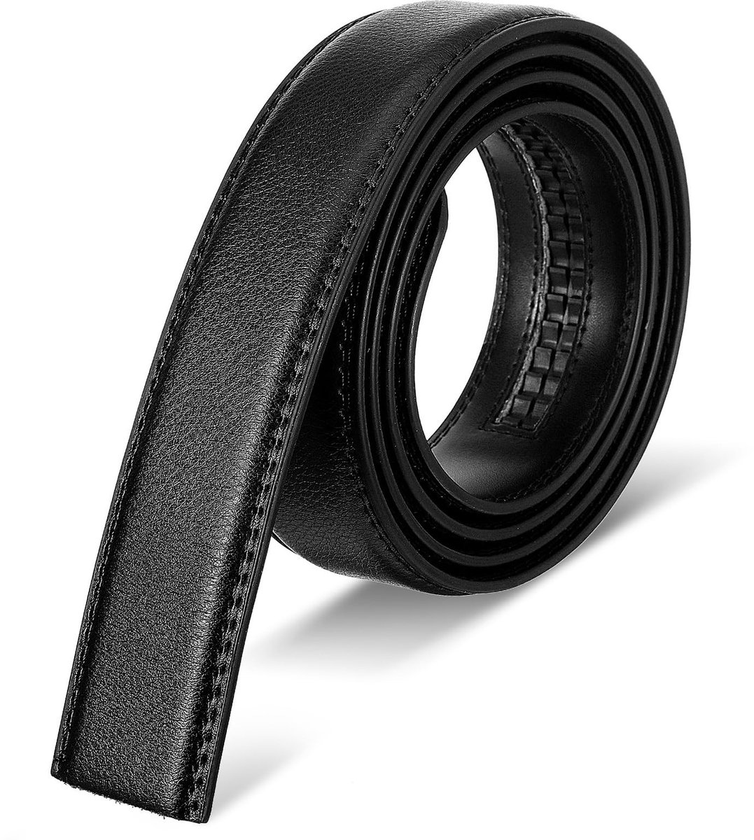 Dailygoods - Dailygoody - Herenriem - Automatische leren riem - Verstelbare ratelriem - Zwart - Ideaal voor jeans - One size