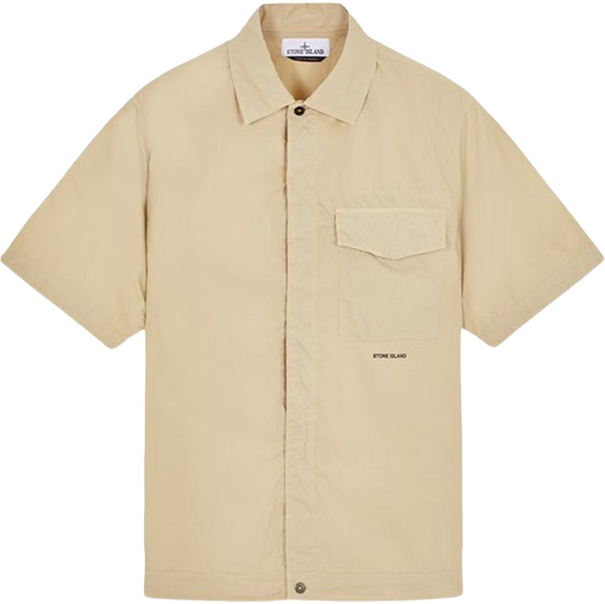 Stone Island Detailed Overshirt 'Zandkleur'.