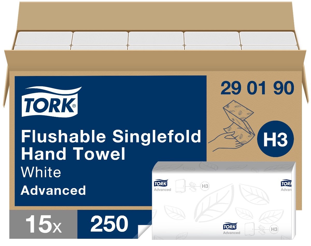 Tork Advanced handdoek z-vouw 2-lgs wit 23x23 cm doos à 3750 stk (290190)
