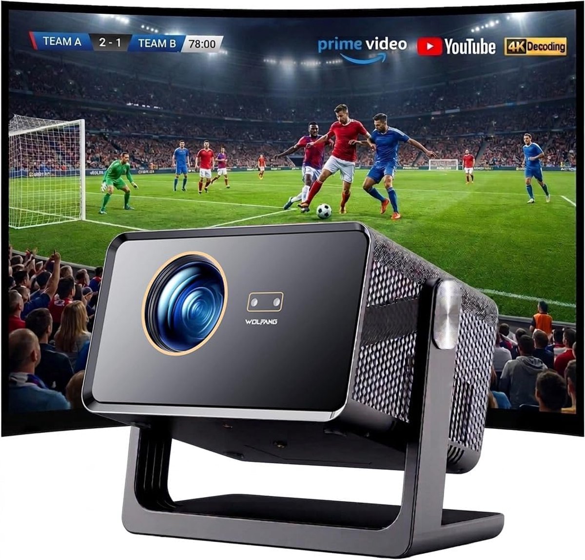 Beamer 4K met Netflix – Smart Beamer met Wifi 6, Autofocus, Bluetooth en 900 ANSI Lumen