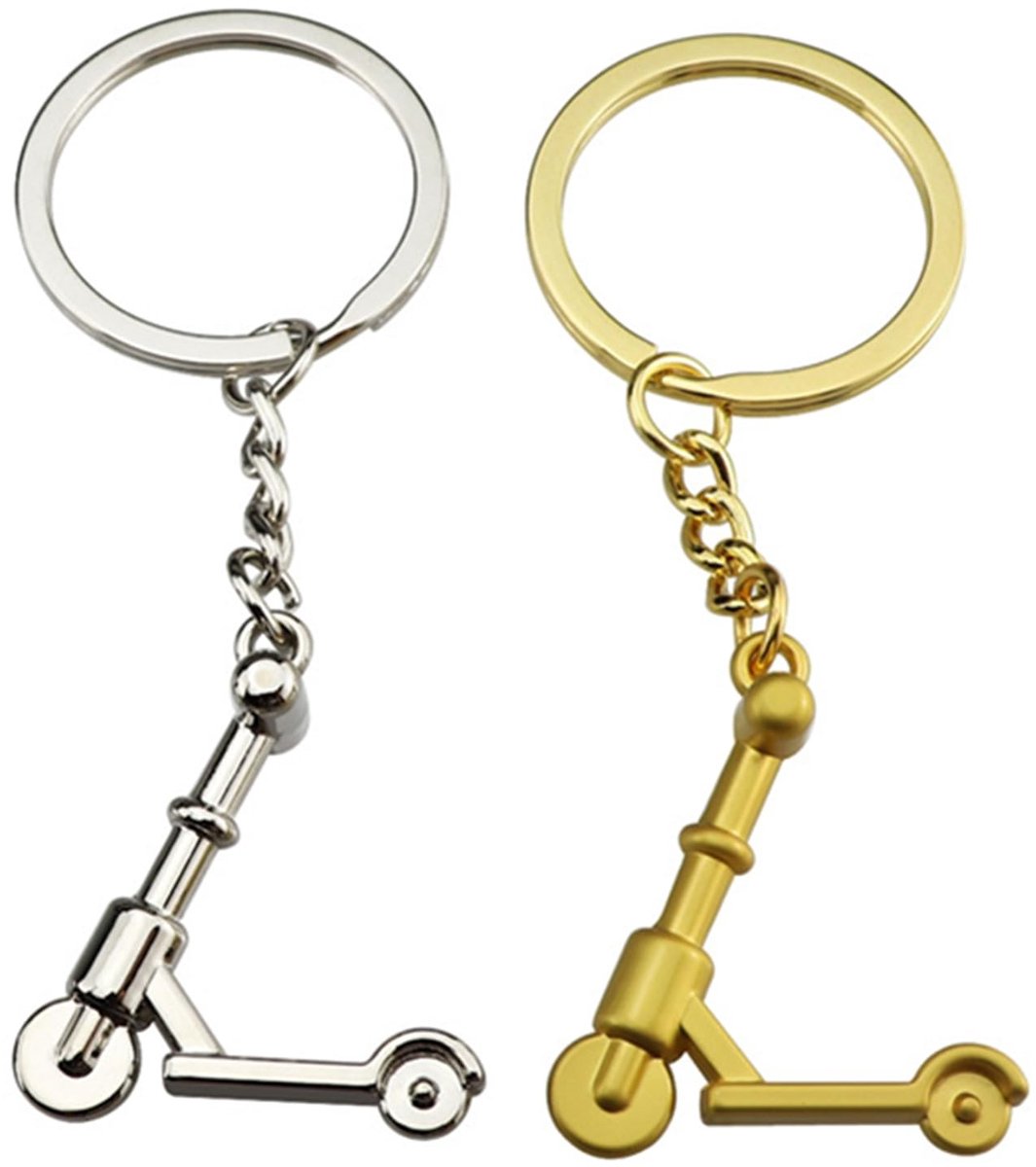 Dailygoods - Set van 2 Scooter Sleutelhangers in Zilver en Goud