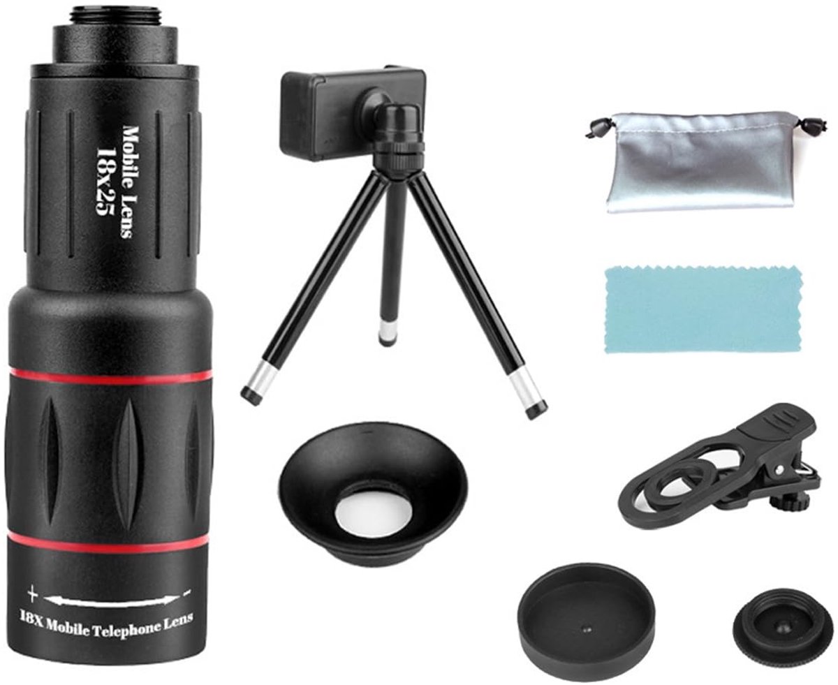 Dailygoods - Innovra - Dailygoods - Smartphone Cameralensset 18x Monoculaire Telescoop met Flexibel Statief