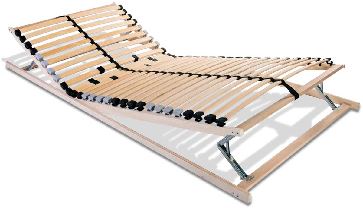 Coemo 7-zones lattenbodem Ergo KF 120x200 cm met verstelbaar hoofd- en voetgedeelte, voorzien van 28 flexibele latten, instelbare stevigheid en middenband voor drukverdeling
