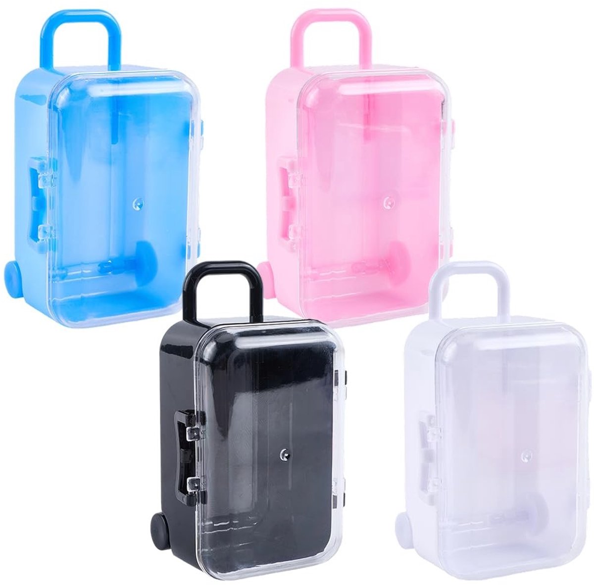 Dailygoods - Set van 4 Mini Plastic Reiskoffers voor Sieraden