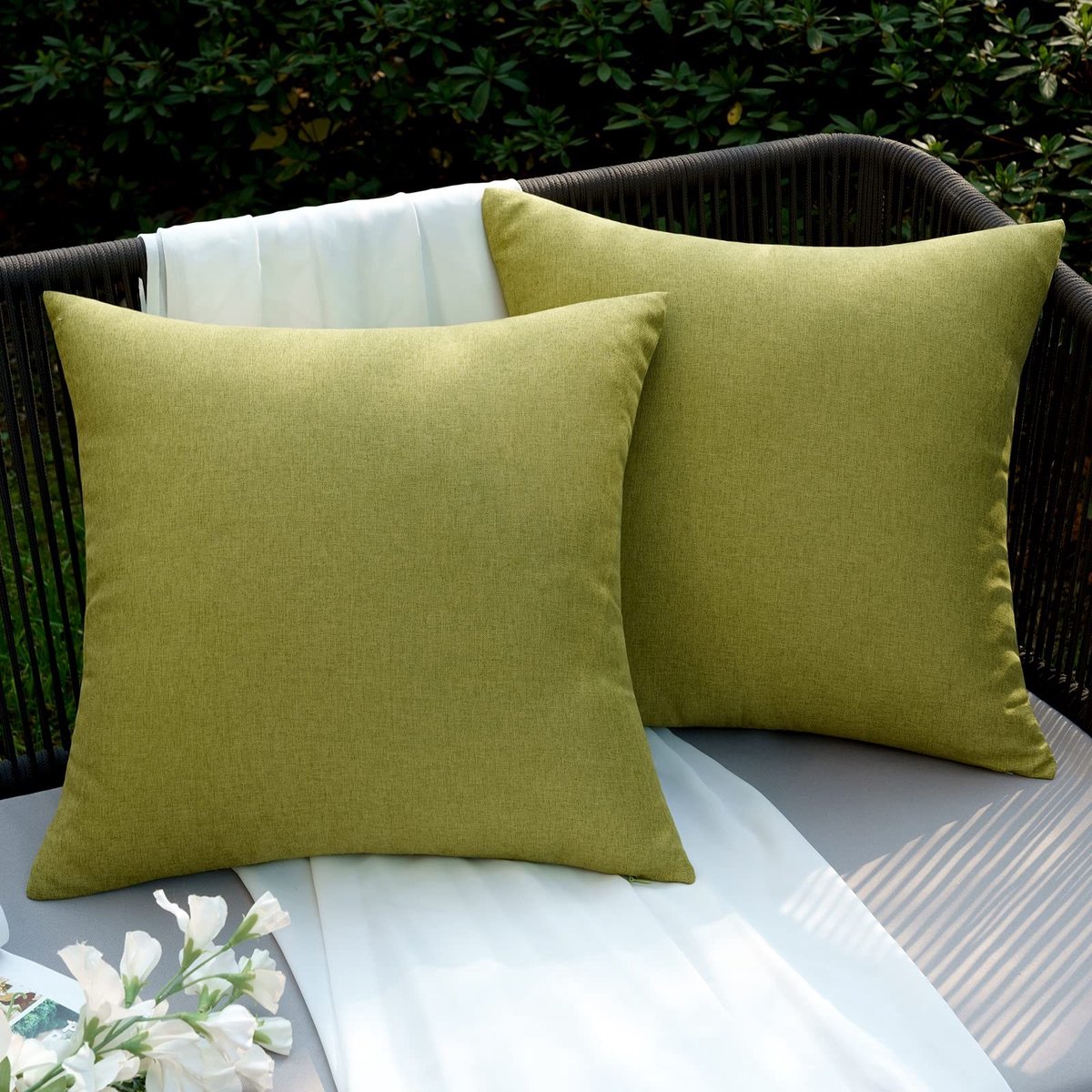 Dailygoods - Dailygoody - Kussensloop voor buiten - Waterdichte kussenhoes - Zacht polyester - Groen Geel - Decoratief voor balkon - Geschikt voor woonkamer en sla.