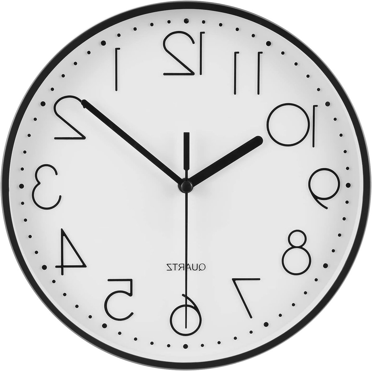 Stille 9" ronde wandklok met Arabische cijfers, eenvoudig af te lezen, perfect voor woonkamer, slaapkamer, school en kinderkamer - batterij niet inbegrepen - zwart