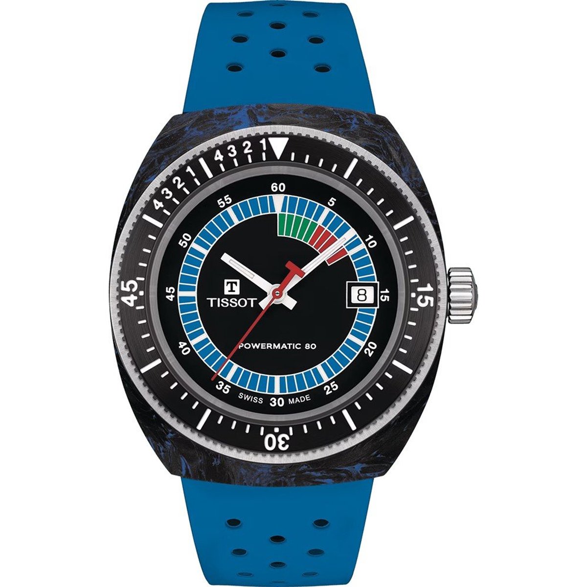 Tissot Sideral S Powermatic 80 T1454079705701 Horloge - Rubber - Blauw - Ø 41 mm