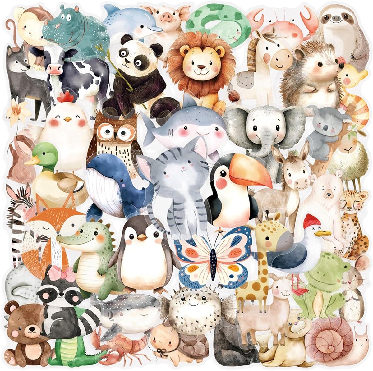 Holografische dierenstickers voor kinderen, 50 stuks, waterdicht, ideaal voor scrapbooking, notitieboeken en klassenprijzen