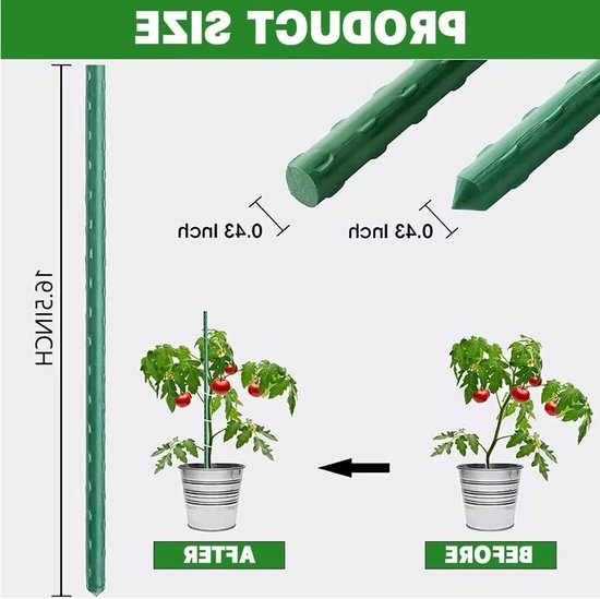 20 Stuks Groene Plantsteunen - Ondersteuningsstokken voor Tuinplanten, Bloemen en Groenten met Verbindingselementen van Merkloos — afbeelding 2