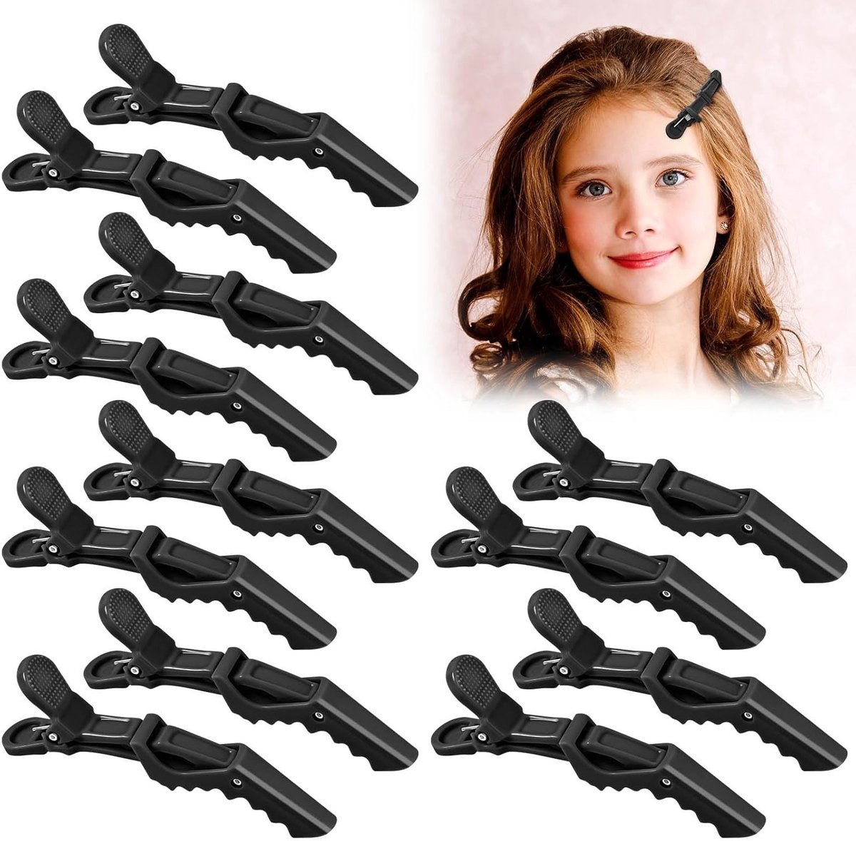 Haarklemmen Set - Krokodillen Klemmen - Haar Stylen - Anti-slip Grip - 12 Stuks - Zwart