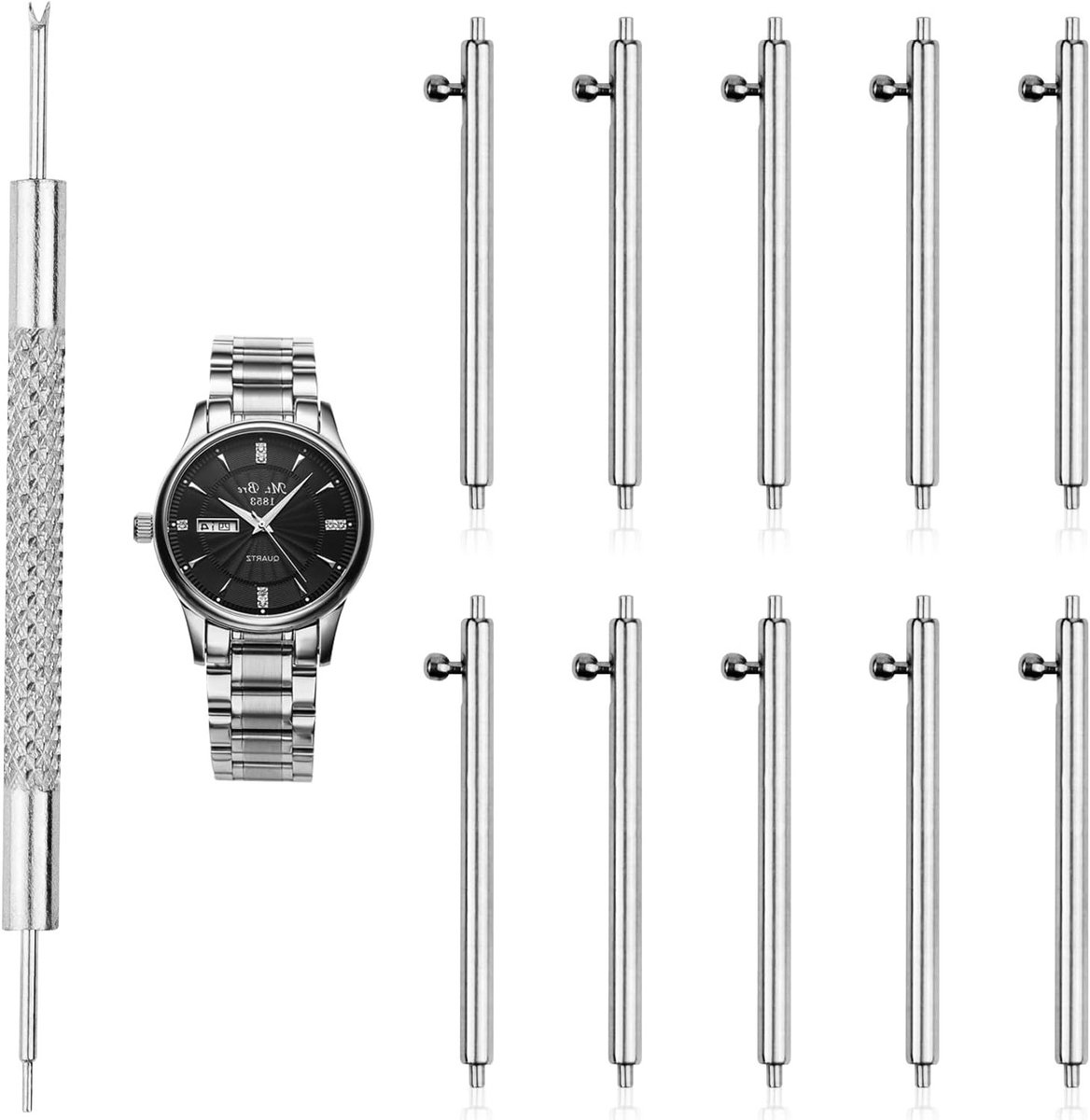 Complete Set van 11 Stuks Horloge Gereedschap, RVS Horlogepennen, Veerpen en Armband Gereedschap voor Horloge Reparatie en Vervangingen