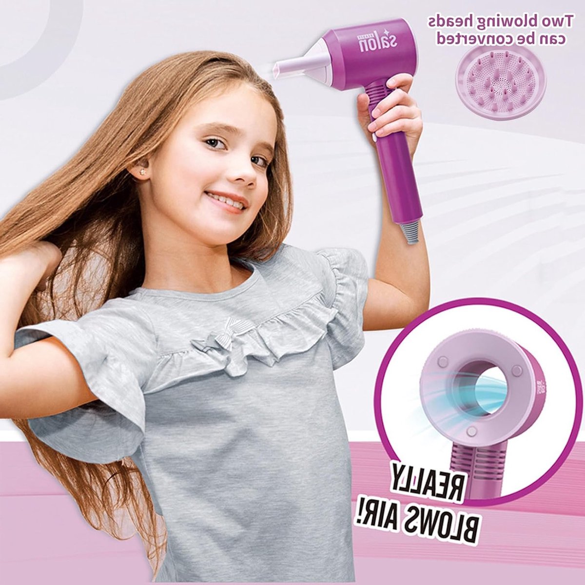 Complete Beauty Set voor Meisjes met 14 Stukken, Inclusief Haardroger en Cosmetica, Speelgoed Make-up Set voor Kinderen vanaf 3 Jaar