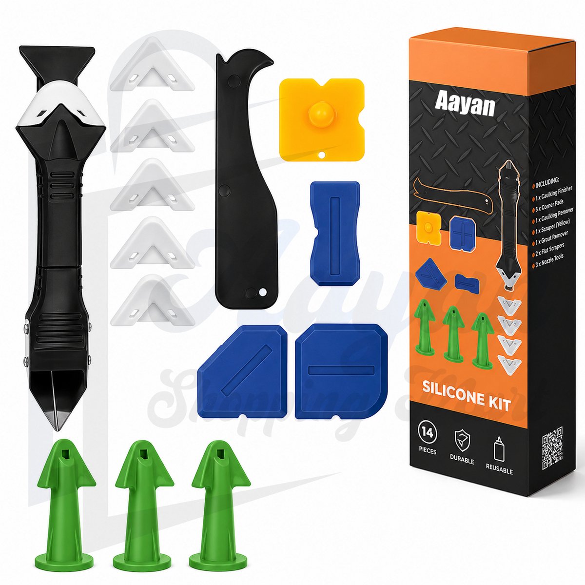 14-delige Siliconen Afwerkset voor Kit en Voegen – Kitspatels, Voegstrijkers & Kitverwijderaar – kit afwerkset – voeg afstrijker – silicone remover tool – 64495