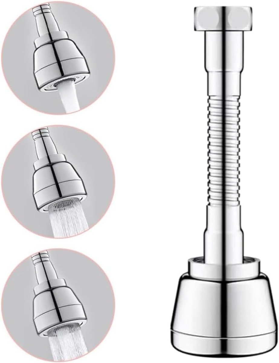 Vervangende Keukenkraan Kop met 360 Graden Draaibare Aerator, Rvs Waterbesparende Tap Booster en Antispat Accessoire voor Efficiënt Gebruik
