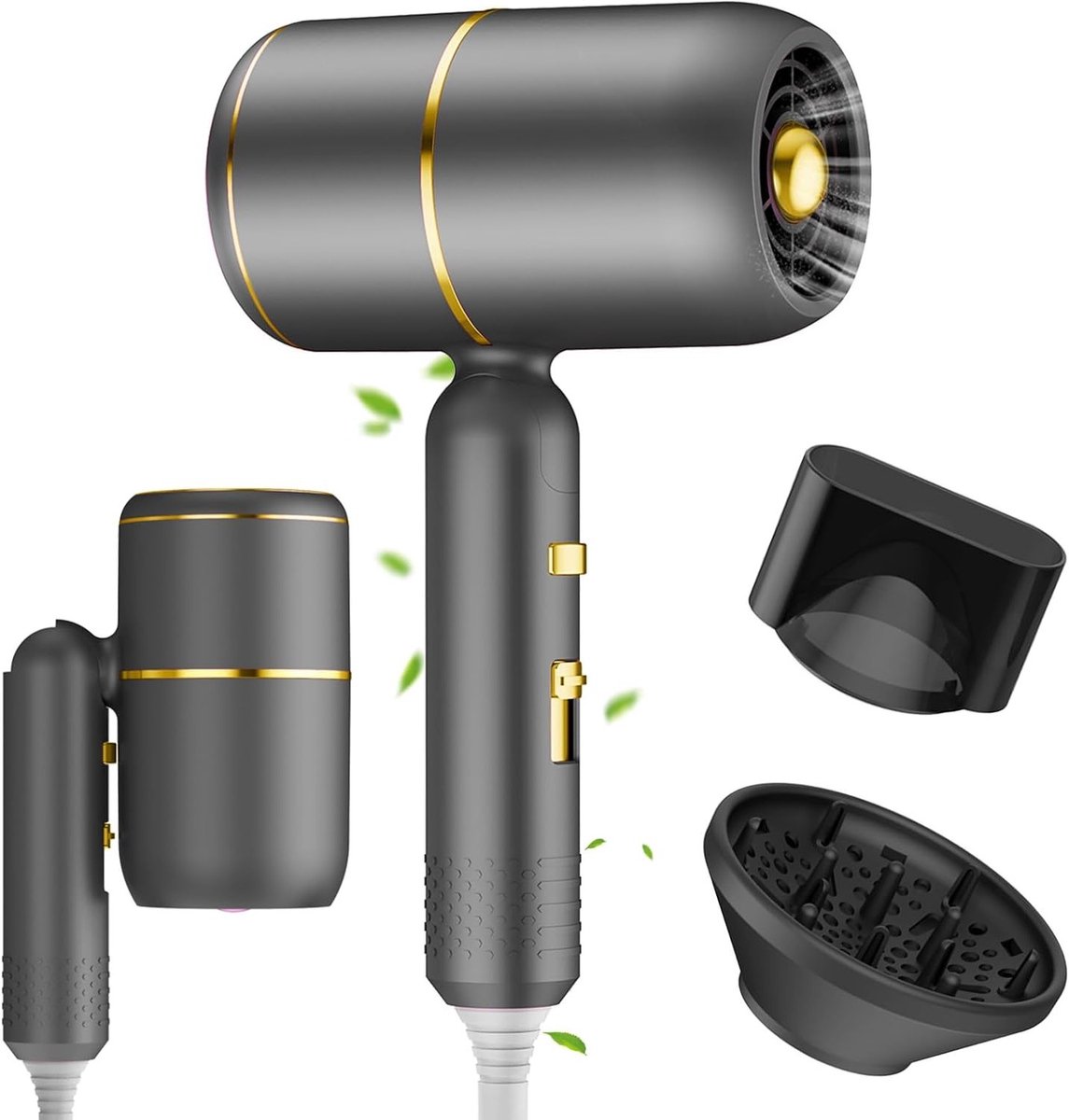 Professionele haardroger met ionentechnologie en AC-motor, 3 warmtestanden en 2 snelheden voor volumineus haar, inclusief diffuser en concentrator