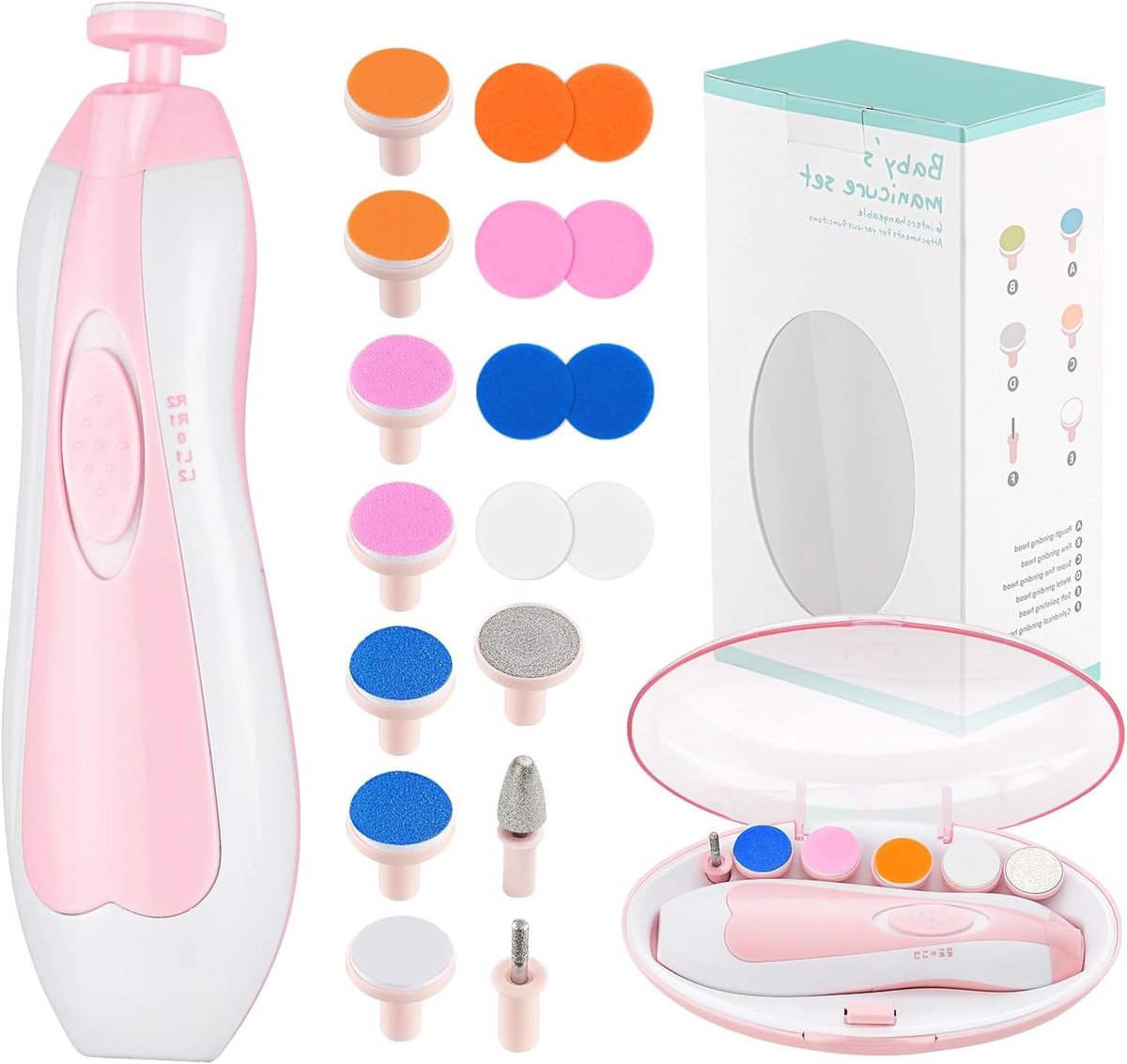 Veilige Elektrische Nagelvijl Set voor Baby's en Volwassenen - Manicure Kit met LED Licht en Batterij, Ideaal voor Nagels van Pasgeborenen en Kinderen