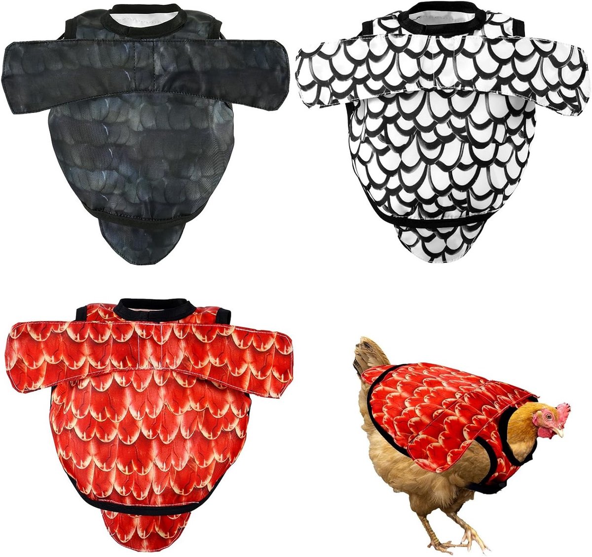 3 stuks paringszadels voor kippen, 3 stijlen rugbeschermers kippenschorten met verstelbare banden kippenschorten en vestzadels voor kippen