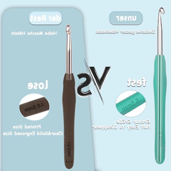 Ergonomische Haaknaalden 2mm en 2.5mm, 2 Stuks Metaal met Zachte TPR Handgreep voor Beginners en Professionals, Ideaal voor Artrose en Comfortabel Haken van Merkloos — afbeelding 2