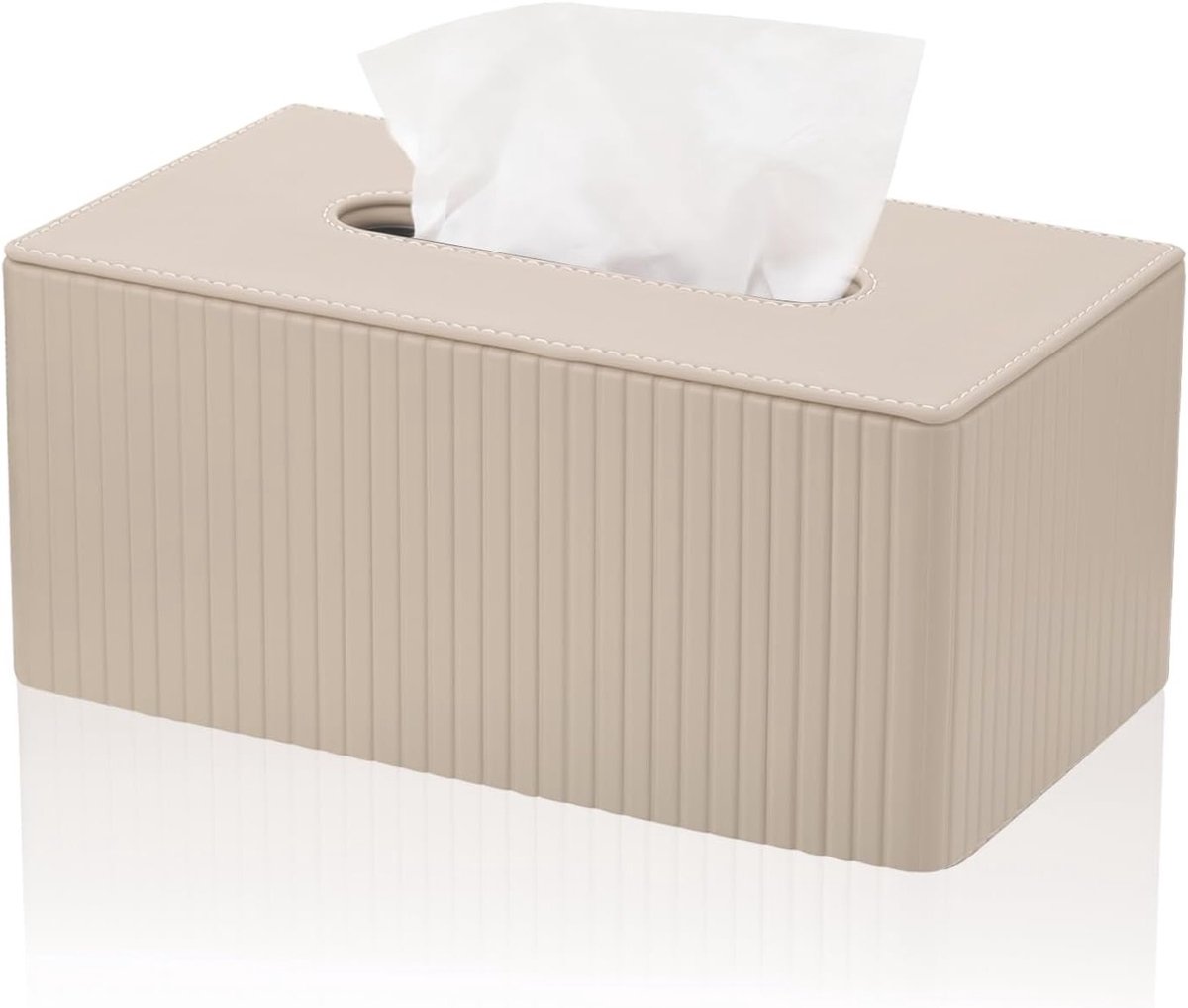 Decoratieve Tissuebox van PU Leer voor Woonkamer, Badkamer en Kantoor - Beige, 25 x 14 x 11.5 cm, Luxe en Functioneel Accessoire