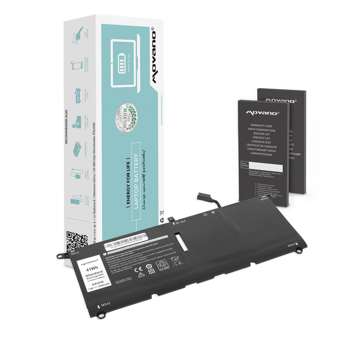 Movano – XPS 13 Serie – Lithium-ion Batterij – 500 Oplaadcycli – BMS Beveiliging