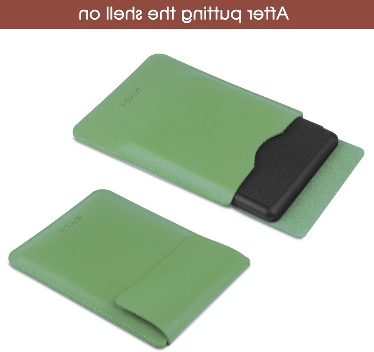 Beschermhoes voor 6.8 inch E-Book Reader - Geschikt voor Kindle Paperwhite, Kobo en Pocketbook - Leer, Groen, Duurzaam en Stijlvol – foto 6