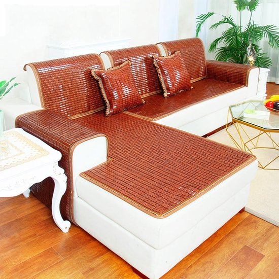 Bamboe Slaapmat - Koel Kussen Mat - Zomers Slapen - Handgeweven Runderpees - 70x150cm - Geel — afbeelding 2