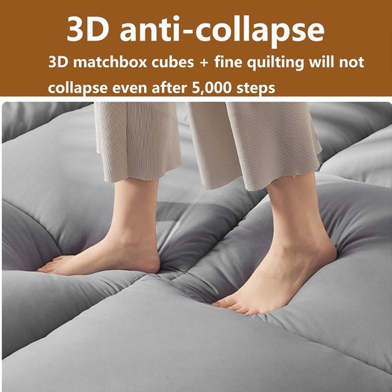 Japanse vouwmatras - Opvouwbaar matras Gastenmatras - Ruimtebesparend slapen - Orthopedische ondersteuning - 120 x 190 cm - Grijs — afbeelding 5