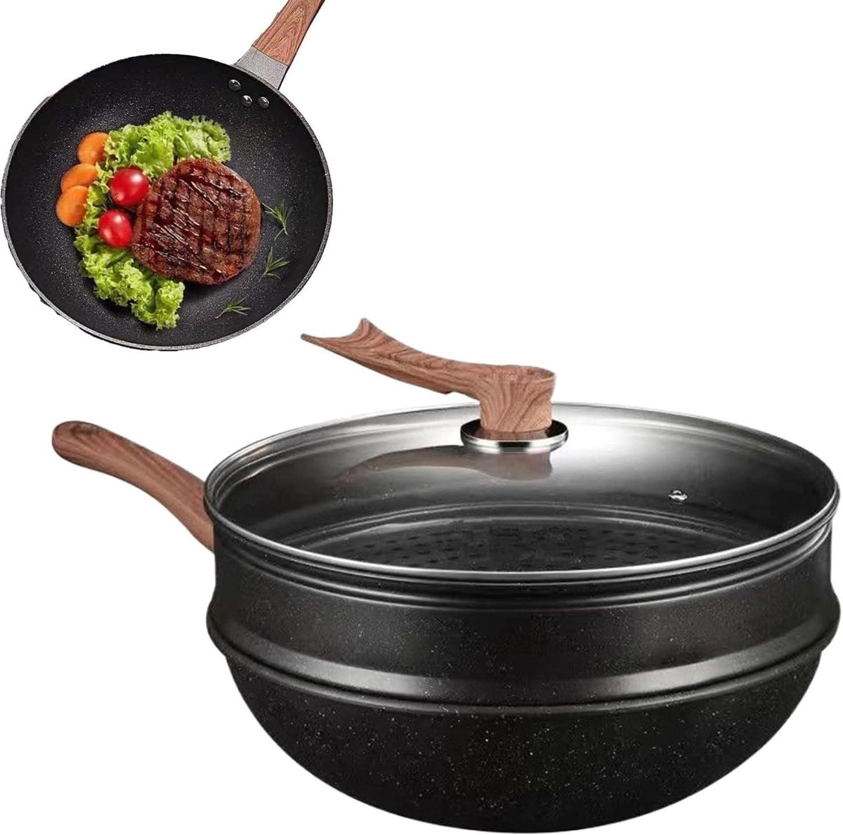 Koekenpan - Koekenpan anti-aanbak - Veelzijdig Koken - Gelijkmatige Warmteverdeling - 32 cm - Niet gespecificeerd