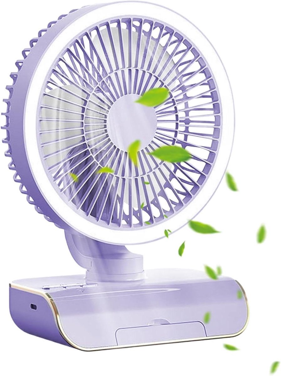 Oscillerende Tafelventilator - Persoonlijke Ventilator - Koeling op Maat - Met Afstandsbediening - 18x10.5x25cm - Paars