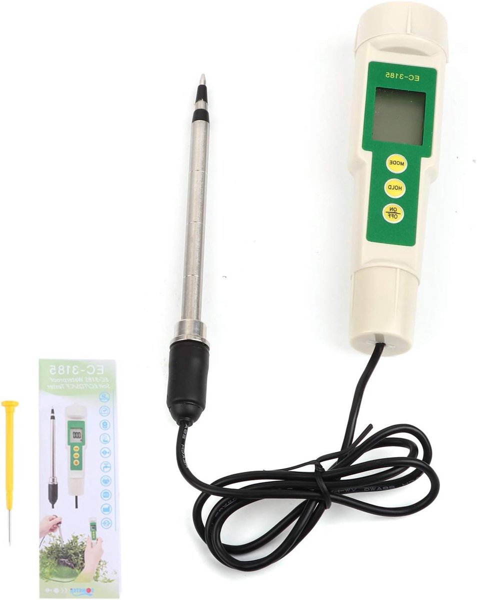 Bodemtester EC PH Meter - Grondmeter Vochtmeter - Planten Verzorgen - Meerdere Functies - 23 x 14 x 6 cm