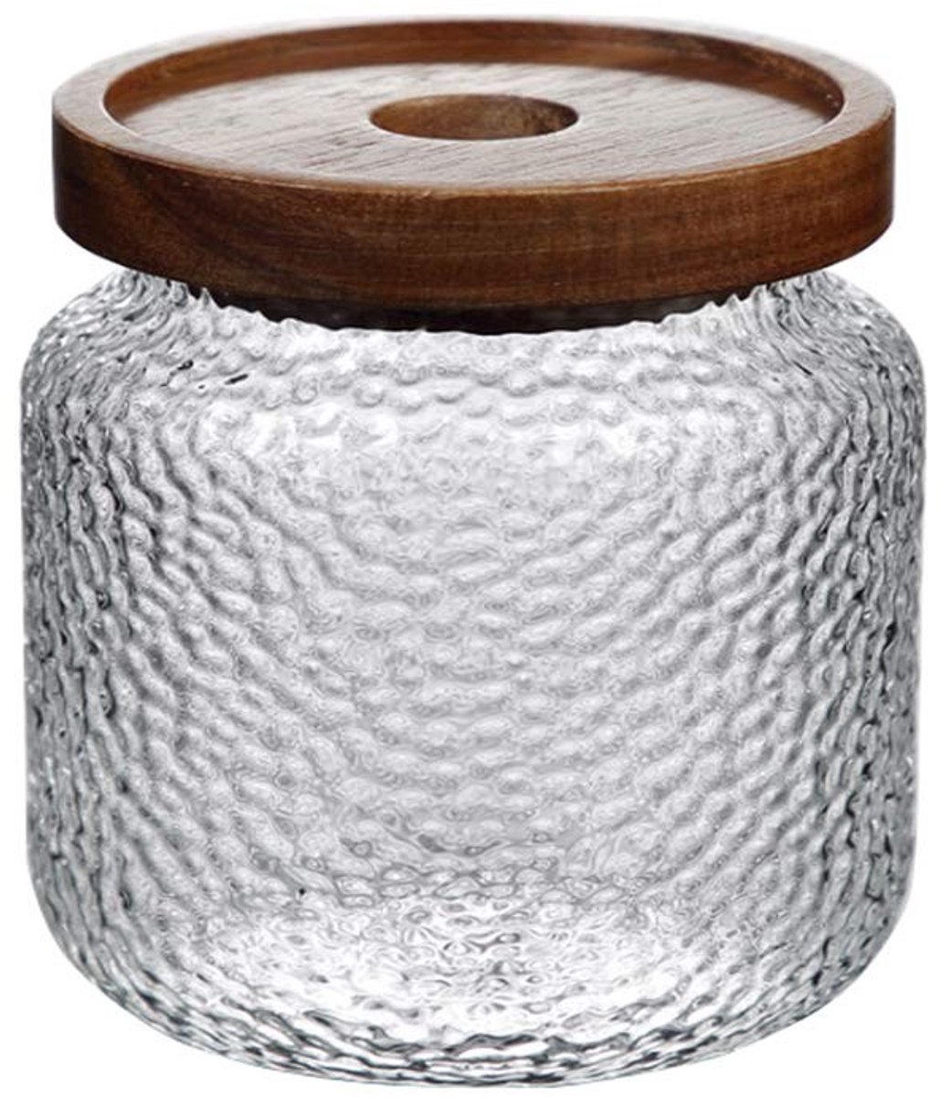 Dailygoody - Glazen voedselopslagpot - Luchtdichte keukencontainer - Helder glas - 500ml - Houten deksel - Geschikt voor koffieboon en snoep