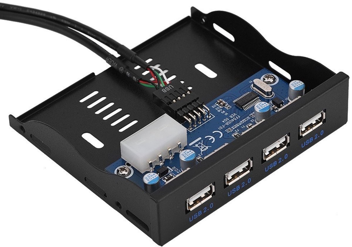 Dailygoody - USB2.0 Floppy Voorpaneel - PC Voorpaneeladapter - Zwart - USB Hub - Floppy Bay - 3,5 inch - Geschikt voor diverse systemen