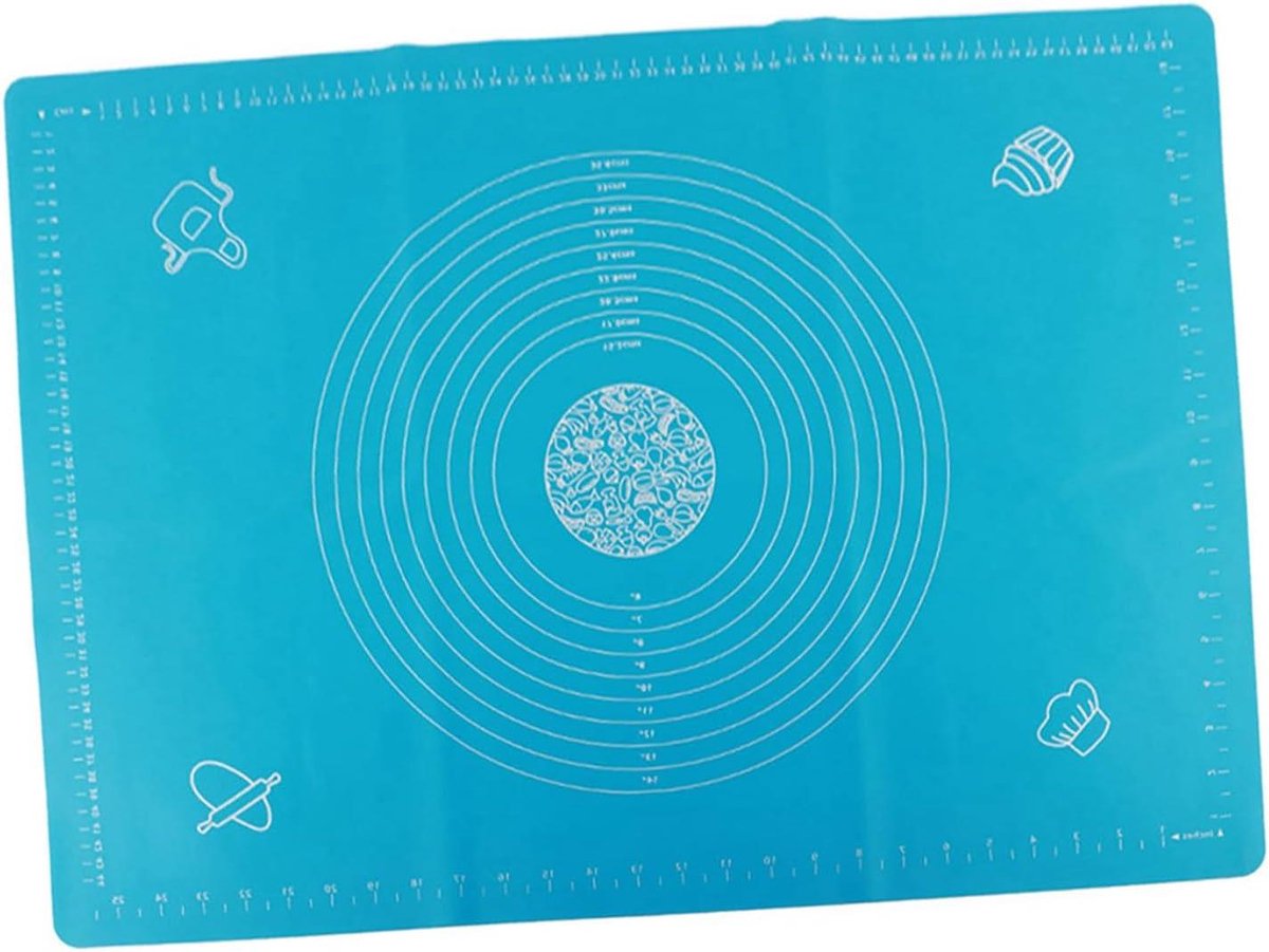 Siliconen Deegmat - Bakmat Weegschaal - Bakken Thuis - Ingebouwde Weegschaal - 70x50 cm - Blauw
