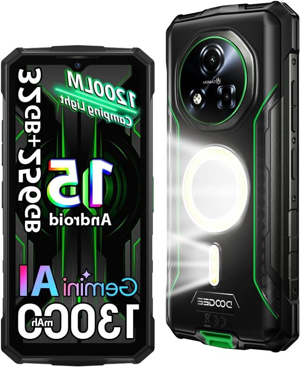 Robuuste Smartphone - Outdoor Telefoon - Avontuur Buiten - 1200 Lumen Campinglamp - 13000 mAh Batterij - Groen
