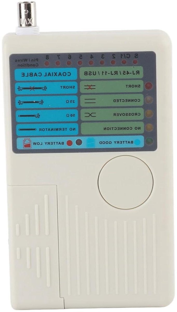 Kabeltester Netwerk - Kabeldetector Lijnzoeker - Netwerk Installatie - 4-in-1 Multifunctioneel - 162 x 85 x 25 mm - Grijs