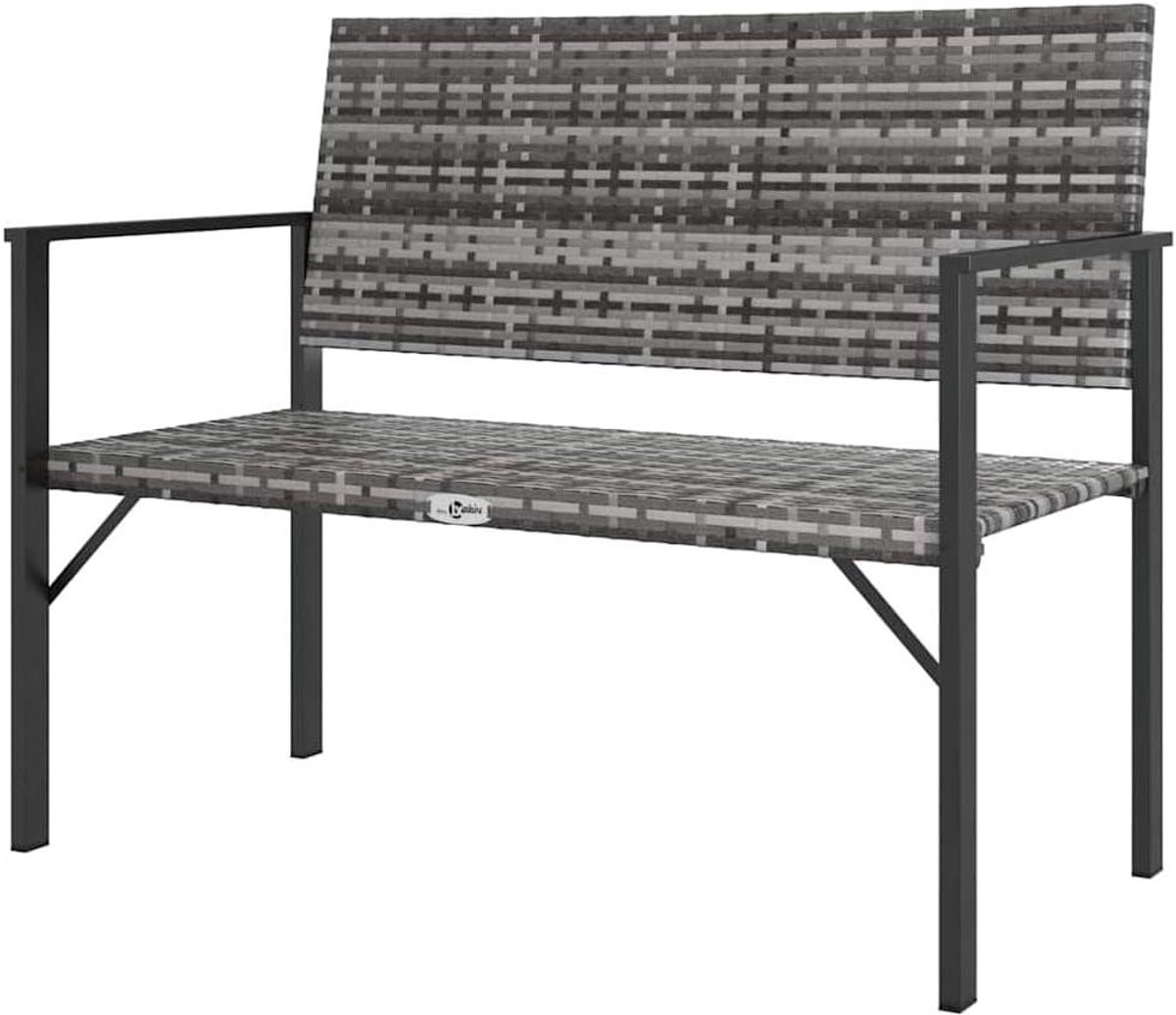 Tuinbank 2-zits - Parkbank buitenbank - Buiten ontspannen - Duurzaam poly rotan - 109 x 62 x 88 cm - Grijs