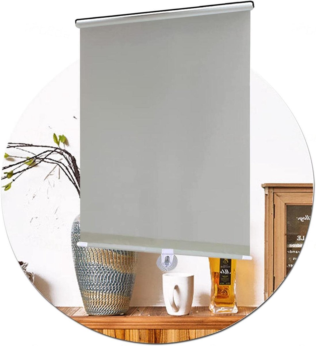Rolgordijn met Zuignap - Draagbaar Zonnescherm - Privacy Creëren - Zonder Boren - 45 x 125