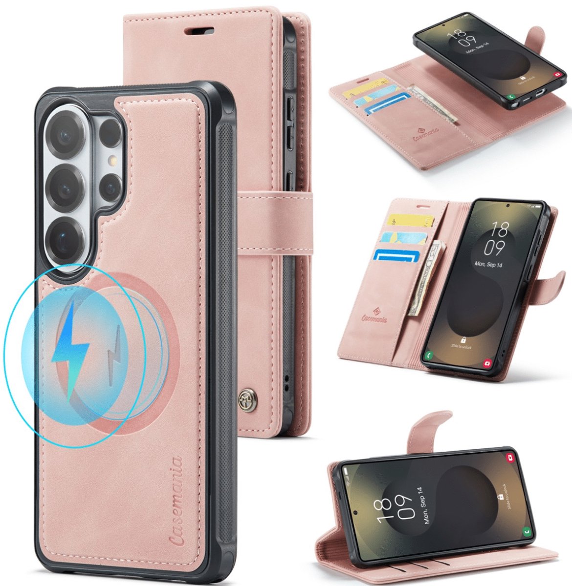 Casemania Bookcase 2 in 1 Magnetic MagSafe Case – Geschikt voor Samsung S26 Ultra - Roze