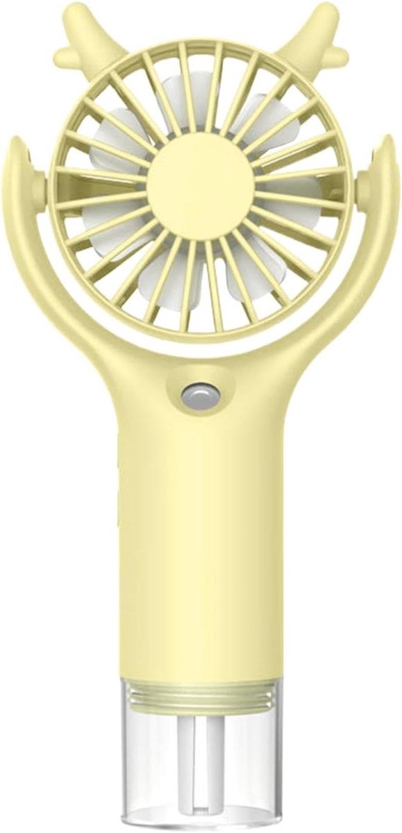 Ventilator met Mist - Handventilator Verkoeler - Persoonlijke Koeling - Water Spray Functie - 16.8 cm Hoog - Geel