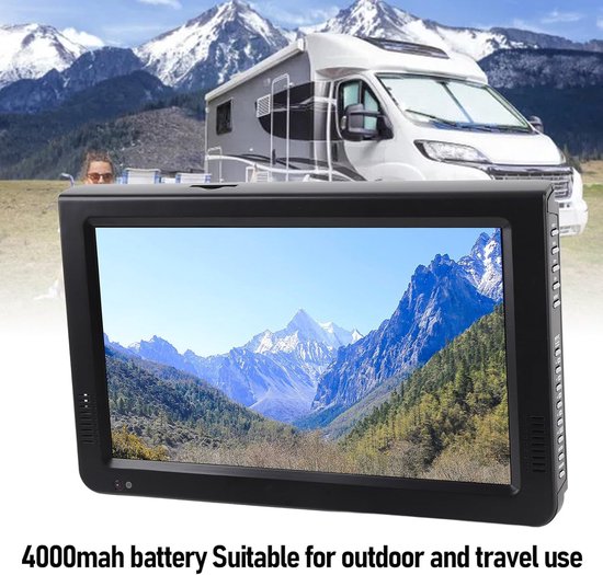 Draagbare Digitale TV - Televisie Monitor - Buiten Kijken - Ingebouwde Batterij - 10 Inch Scherm - Zwart — afbeelding 4