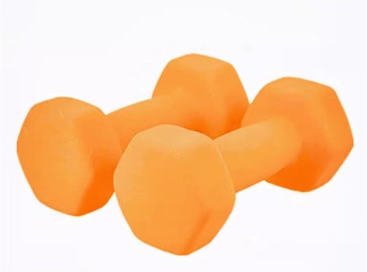Halter Set Gewichten - Dumbbells Set - Krachttraining Thuis - Zeshoekig Antislip Ontwerp - 2 kg (1kg*2) - Oranje