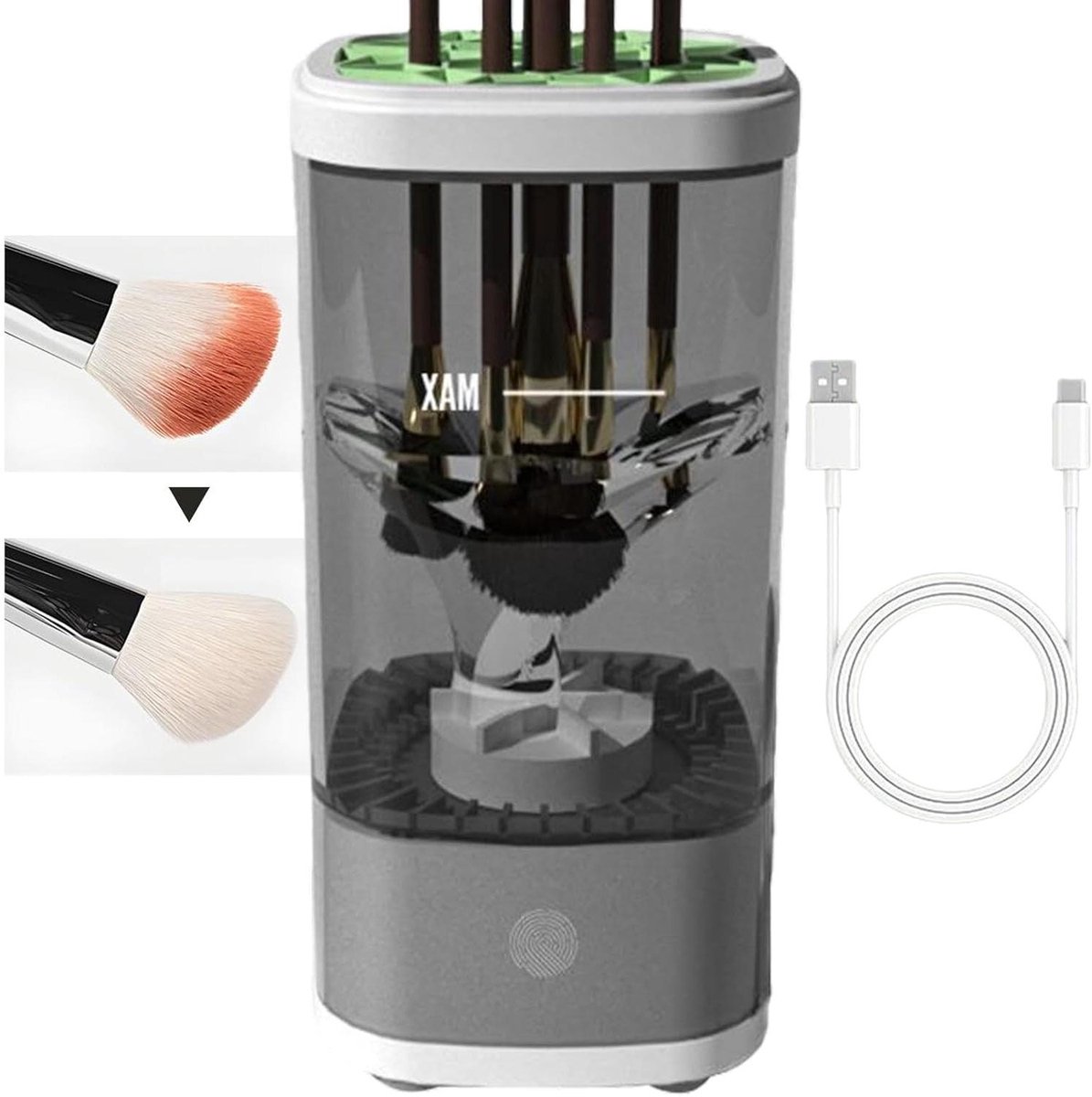 Make-up Kwastenreiniger - Borstelwasser UV Droger - Hygiënisch Werken - Automatisch Roterend - Alle Maten - Wit