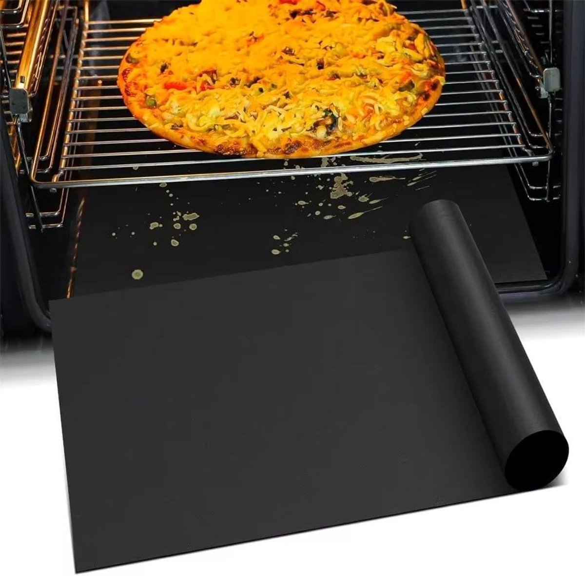 Oven Bodem Beschermer Ovenmat Bakmat Oven Schoonhouden Hittebestendig Teflon 40 x 60 cm Zwart