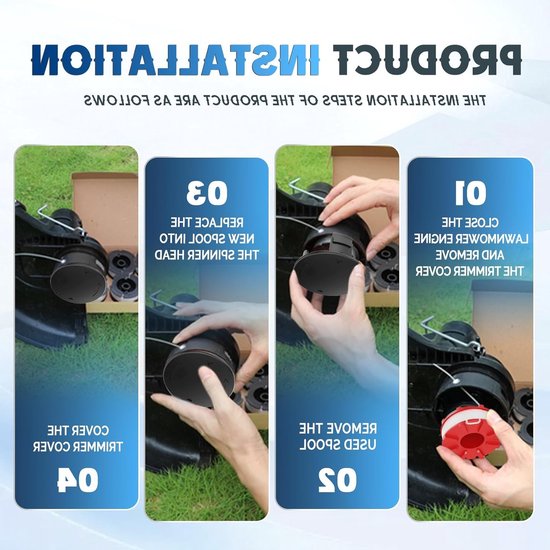 Vervangende Trimmer Spoel voor GE-CT 36/30 LI E SOLO en AGILLO Modellen, Ø 2 mm - 8 m Lengte, 4 Spoelen + 1 Dop + 1 Veer, Tuinonderhoud, Grasmaaier Accessoires, Draad Spoel Set — afbeelding 4