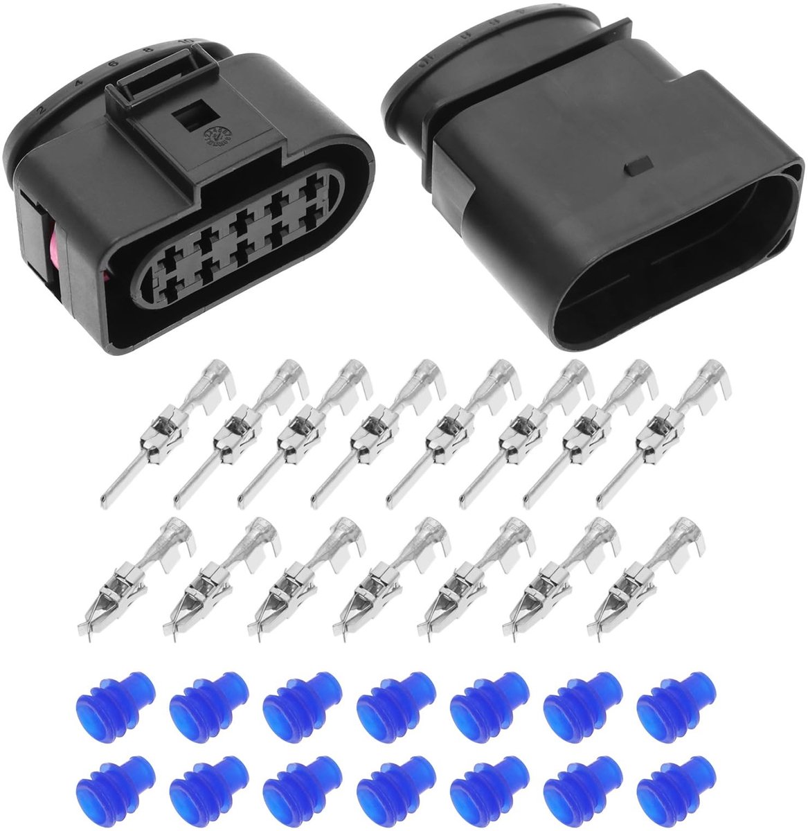 Dailygoody - 10 Pin Auto Koplamp Connector - 2 Stuks - Sterk en Duurzaam - 14,8 x 11,6 x 3 cm - Geschikt voor Audi, VW, Skoda, Seat - Connector met Te...
