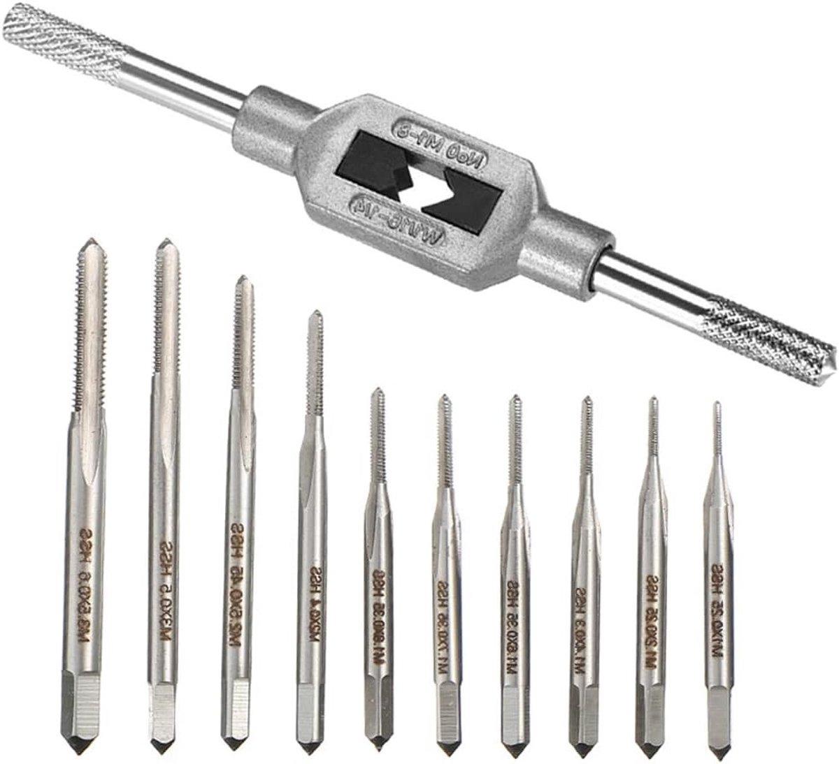 Schroefdraadgereedschap Set van 10 - M1-M3.5 - Met verstelbare linkse draaimachine - Voor nauwkeurig tappen - ShopVlot