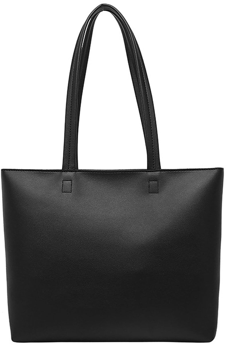 Dailygoody - zwarte handtas - multifunctionele schoudertas - ruime capaciteit - zwart - schooltas - met ritsvak - geschikt voor meisjes - 32 x 7 x 27 cm