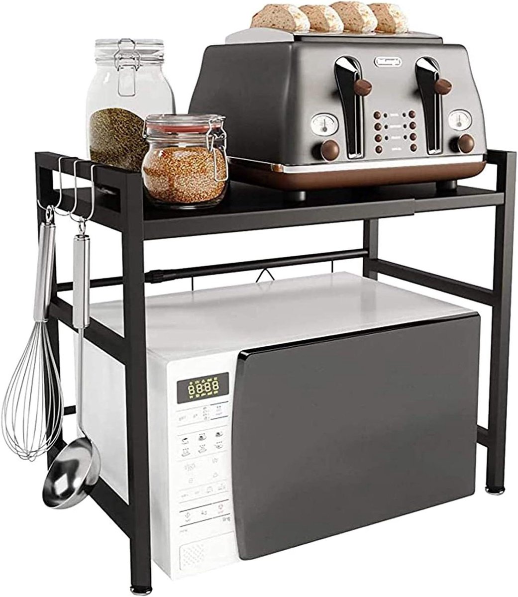 Magnetron Opbergrek - Keuken Plank - Keuken Organiseren - Uitschuifbaar Ontwerp - 415-60cm - Zwart