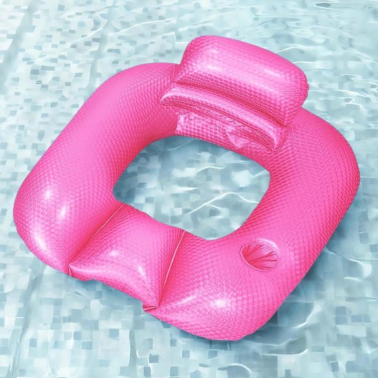 Opblaasbare Lounger - Zwembad Float - Water Relaxatie - Met Armleuning - 90x80x40cm - Roze — afbeelding 3